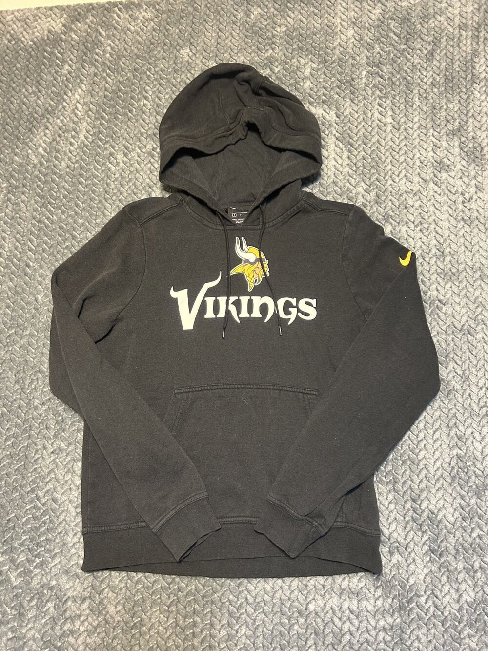 Nike Minnesota Vikings Football NFL Hoodie Mens Small Black Kangaroo Pockets